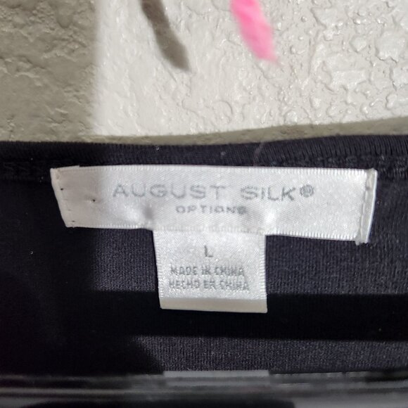 August Silk Womens Black quarter Sleeve Top W/ Gold Studded Design Large - Picture 2 of 12